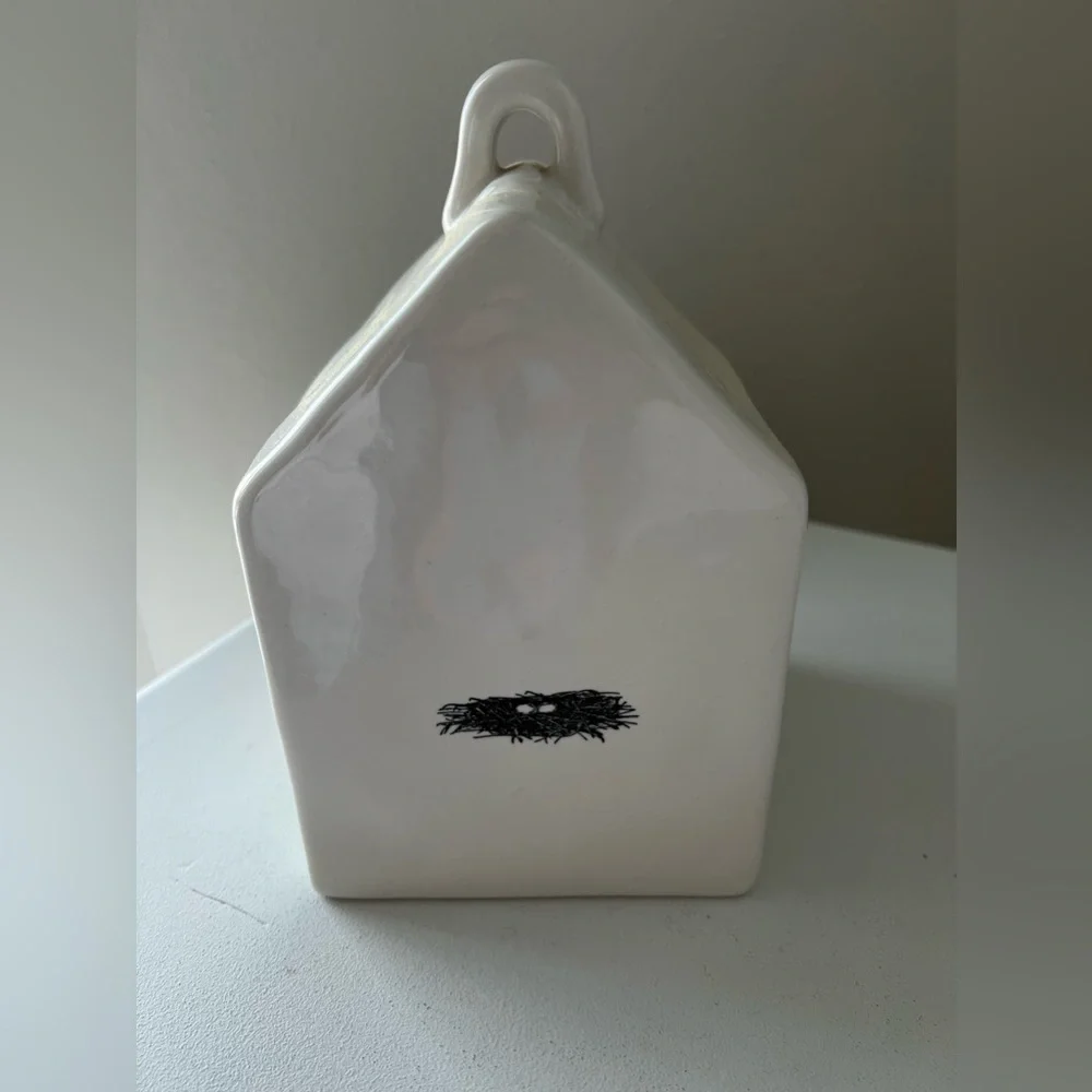 Rae Dunn Nest Square Birdhouse Four Sided Ceramic Artisan Collection By Magenta